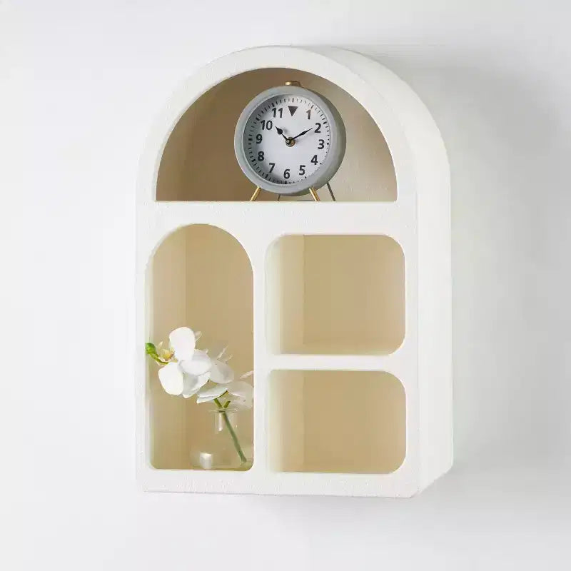 24"x16" Wooden Geometric Arched Wall Shelf with Block Shapes Cream - Olivia & May: Traditional Style, No Assembly, Open Storage