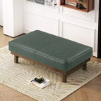 Divano moderno rivestito con pouf in legno di caucciù