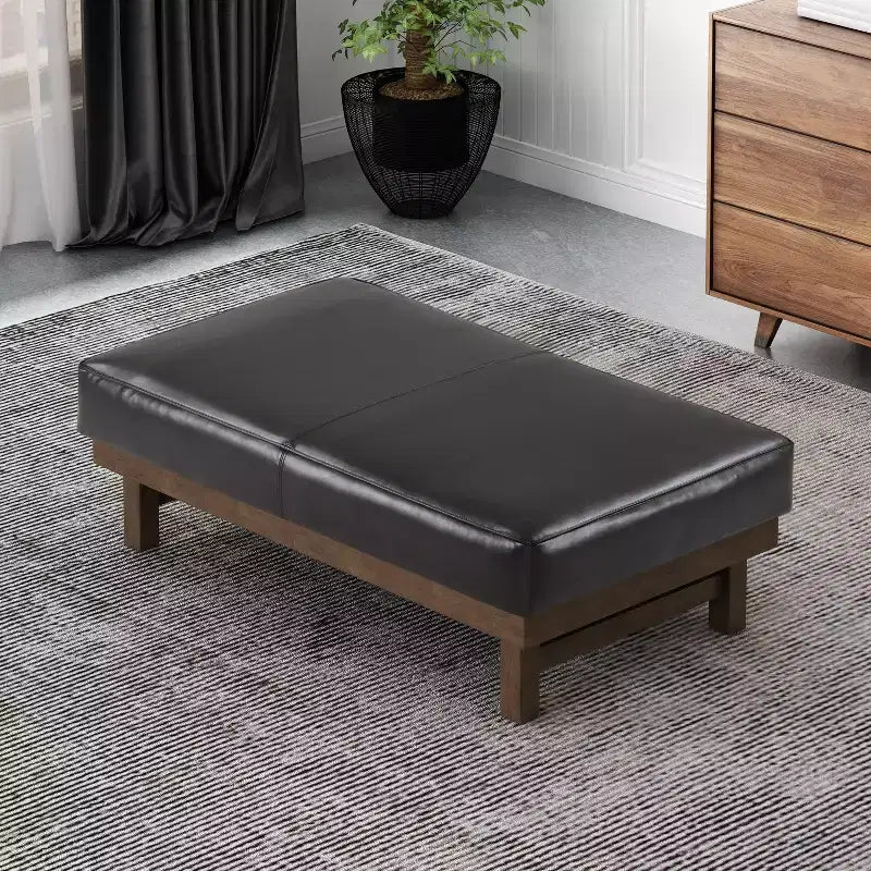Modern Cocktail Upholstered with Rubberwood Ottoman