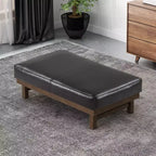 Divano moderno rivestito con pouf in legno di caucciù