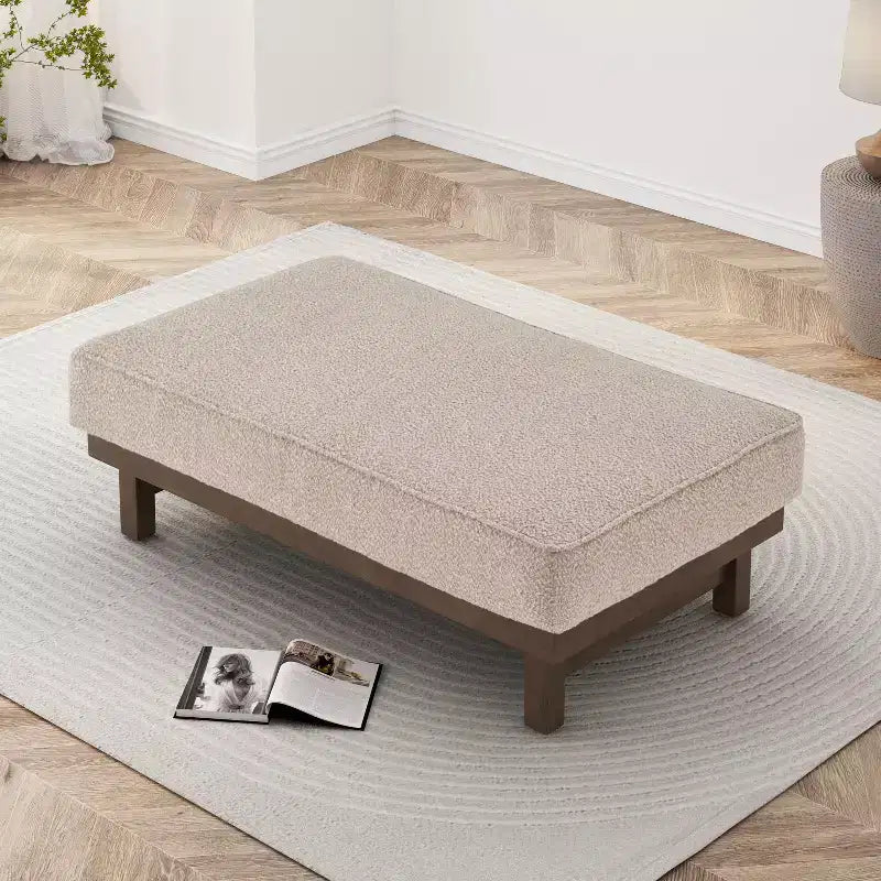 Modern Cocktail Upholstered with Rubberwood Ottoman