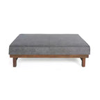 Divano moderno rivestito con pouf in legno di caucciù