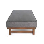 Divano moderno rivestito con pouf in legno di caucciù
