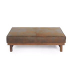 Divano moderno rivestito con pouf in legno di caucciù