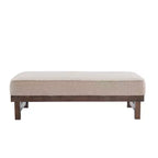 Divano moderno rivestito con pouf in legno di caucciù