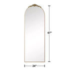 Specchio a figura intera 67x24 in lega di alluminio con bordo ad arco - Con supporto