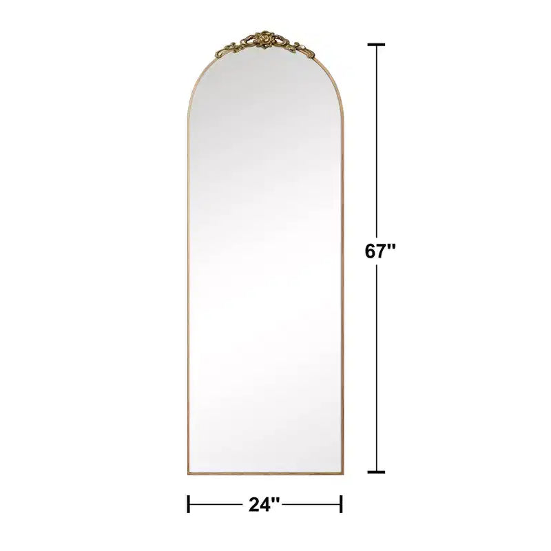 67x24 Aluminum alloy side arched full length mirrorr-With Stand
