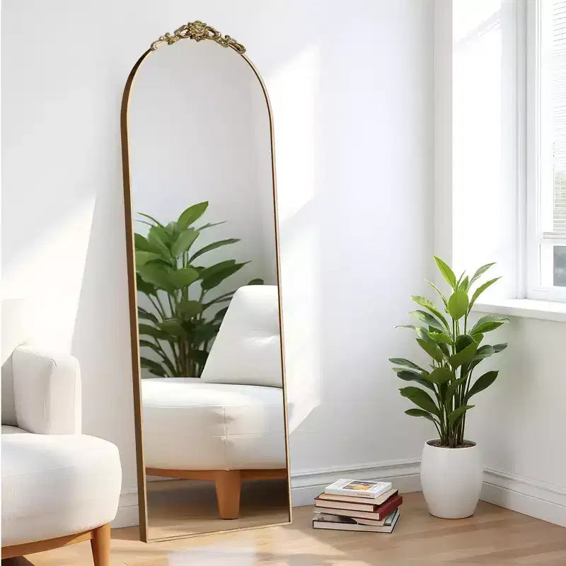 67x24 Aluminum alloy side arched full length mirrorr-With Stand