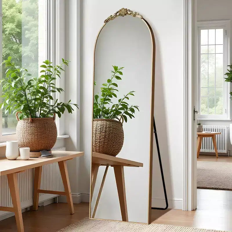 67x24 Aluminum alloy side arched full length mirrorr-With Stand