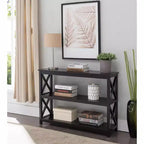  3-Tier X-Design Console Entryway Sofa Table With Shelves, Black
