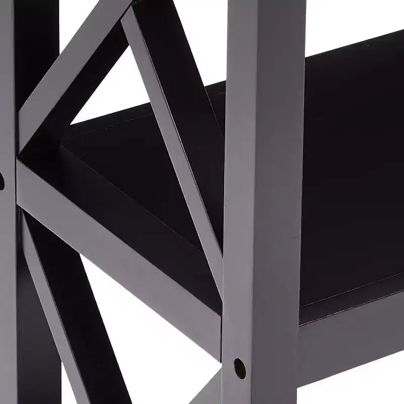 3-Tier X-Design Console Entryway Sofa Table With Shelves, Black