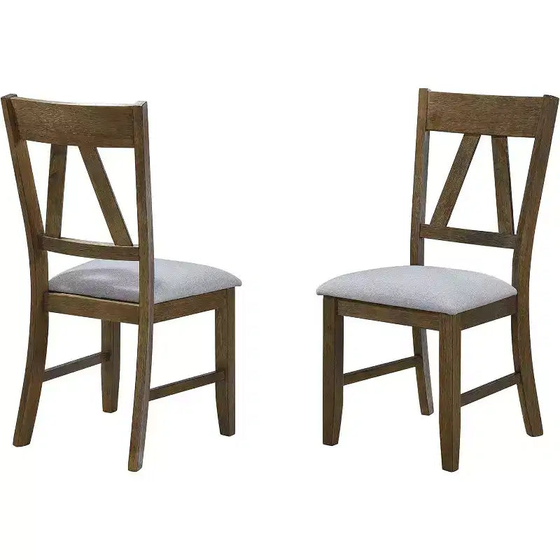  Furniture -  Wood Dining Upholstered Chairs, Brown/Blue (Set of 2)
