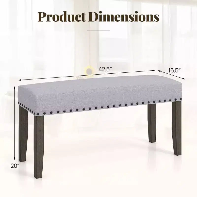 1/2 PCS 42.5 Upholstered Entryway Bench with Nailhead Trim Soft Padded Cushion Bedroom