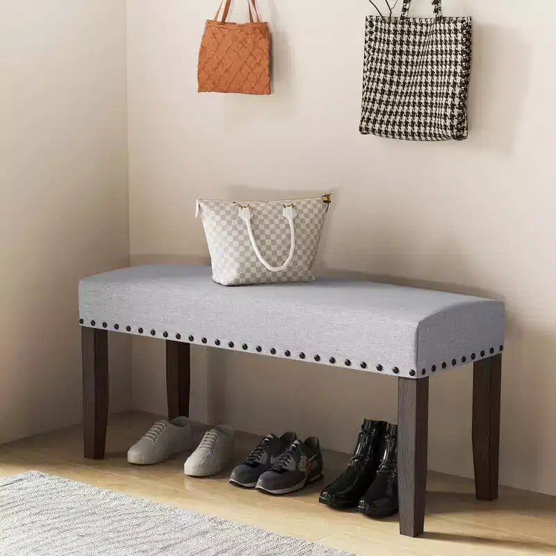 1/2 PCS 42.5 Upholstered Entryway Bench with Nailhead Trim Soft Padded Cushion Bedroom