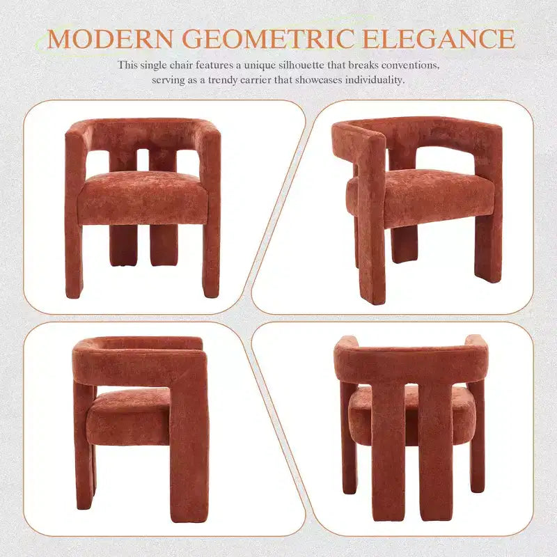 Chenille Fabric Accent Chairs Set of 2,Barrel Upholstered Armchairs with Solid Wood Legs,Lounge Chair for Living Room,Dining Room,Bedroom