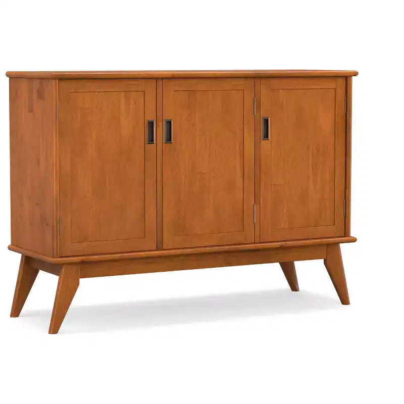  SOLID HARDWOOD 50 inch Wide Rectangle Mid Century Modern 3 Door Sideboard Buffet
