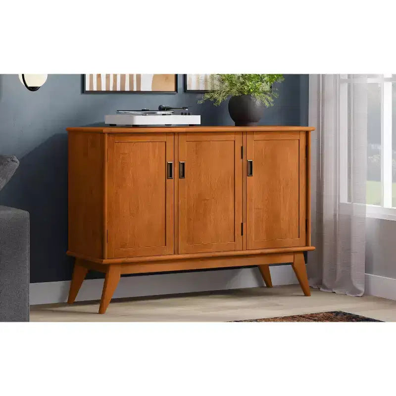 SOLID HARDWOOD 50 inch Wide Rectangle Mid Century Modern 3 Door Sideboard Buffet