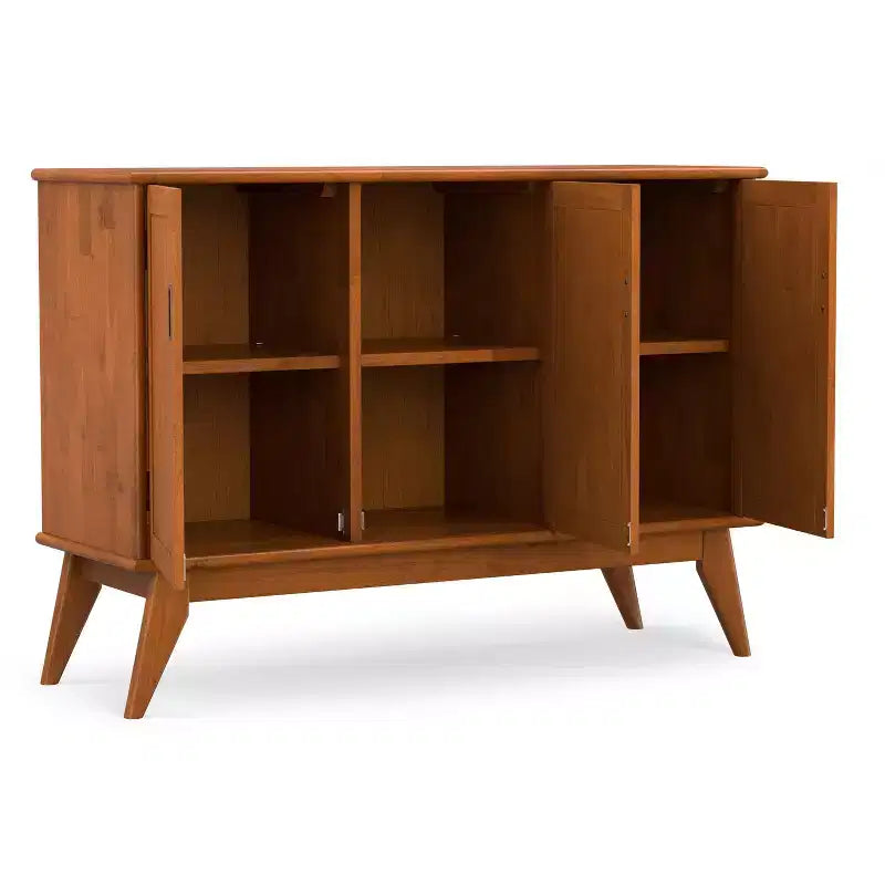 SOLID HARDWOOD 50 inch Wide Rectangle Mid Century Modern 3 Door Sideboard Buffet