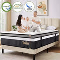 14 Queen Hybrid Mattress in a Box with Gel Memory Foam, Medium Feel, Pressure Relief, Skin Friendly, Motion Isolation, CertiPUR-US Certified