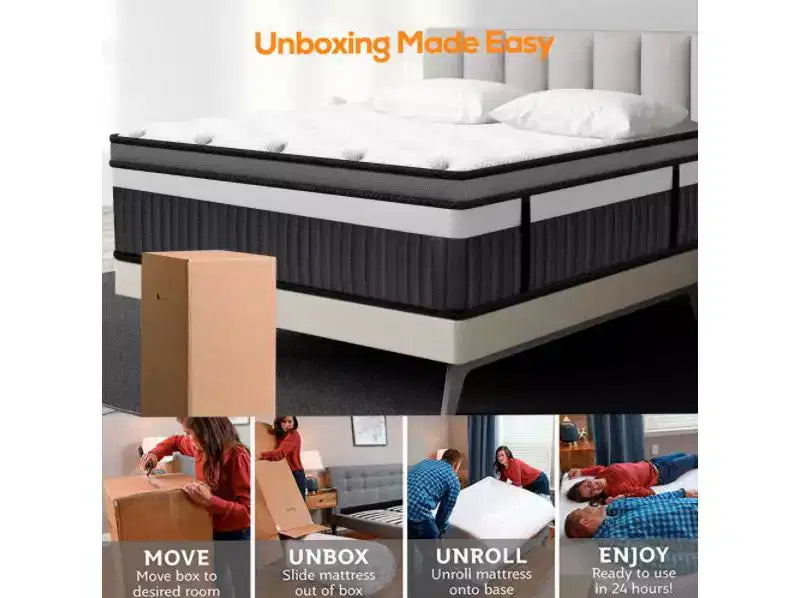 14 Queen Hybrid Mattress in a Box with Gel Memory Foam, Medium Feel, Pressure Relief, Skin Friendly, Motion Isolation, CertiPUR-US Certified