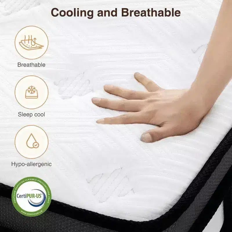 14 Queen Hybrid Mattress in a Box with Gel Memory Foam, Medium Feel, Pressure Relief, Skin Friendly, Motion Isolation, CertiPUR-US Certified