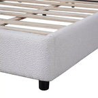 Base letto imbottita Queen/King Size con testiera rotonda e curva, bianca -