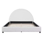 Base letto imbottita Queen/King Size con testiera rotonda e curva, bianca -