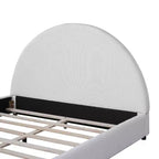Base letto imbottita Queen/King Size con testiera rotonda e curva, bianca -