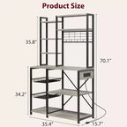 Supporto per microonde a doppio telaio da 90 cm con presa di corrente, nero e grigio, per la conservazione in cucina