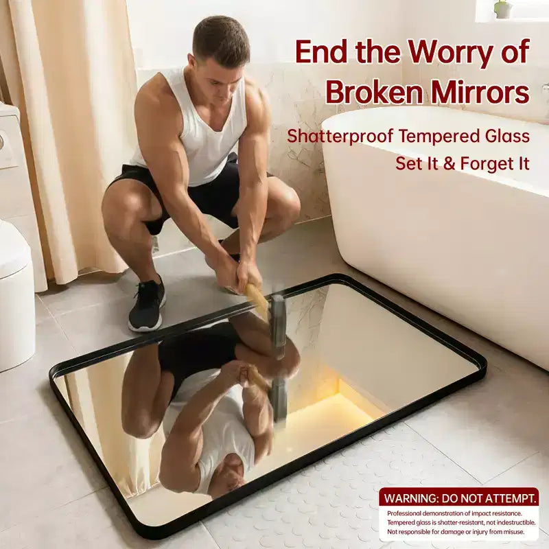 Black Vanity Mirror, 60x28 Bathroom Mirror with Easy-Clean Glass for Modern Homes