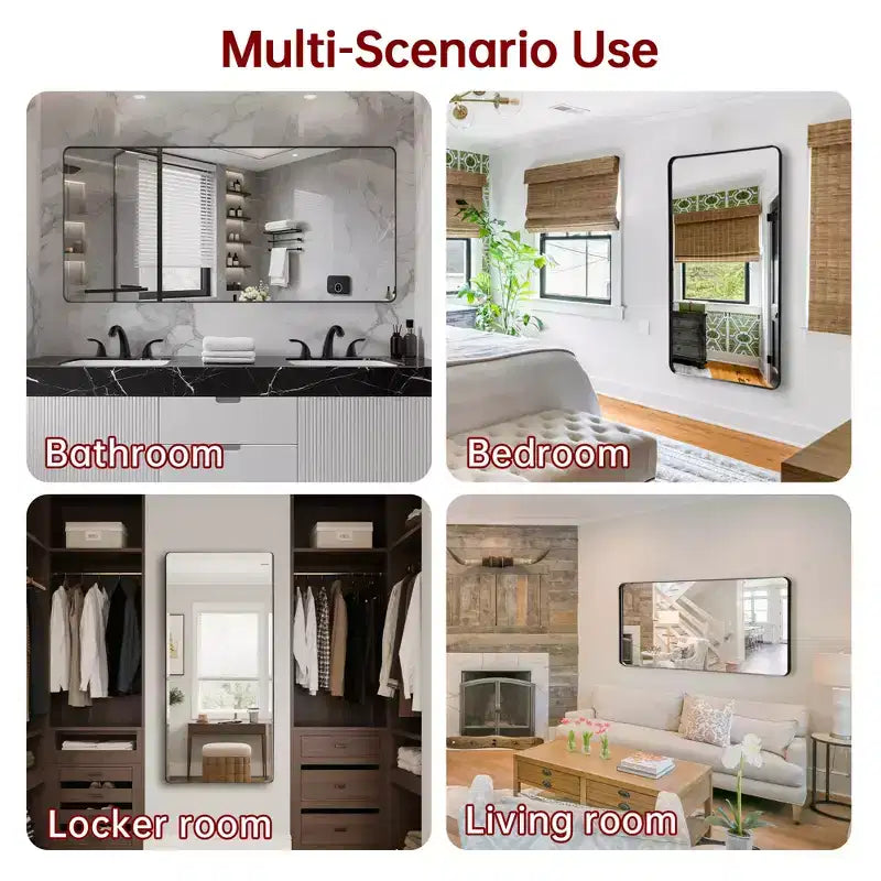 Black Vanity Mirror, 60x28 Bathroom Mirror with Easy-Clean Glass for Modern Homes