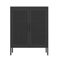  31.5 Metal Storage Cabinet - 2 Doors & 2 Adjustable Shelves, Steel File Cabinet (No Lock), Black