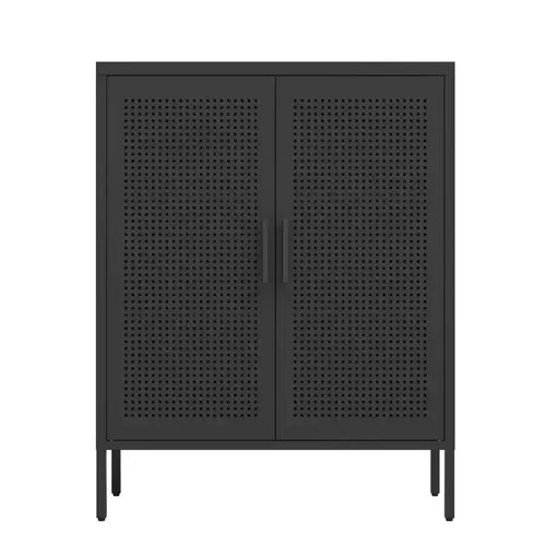  31.5 Metal Storage Cabinet - 2 Doors & 2 Adjustable Shelves, Steel File Cabinet (No Lock), Black