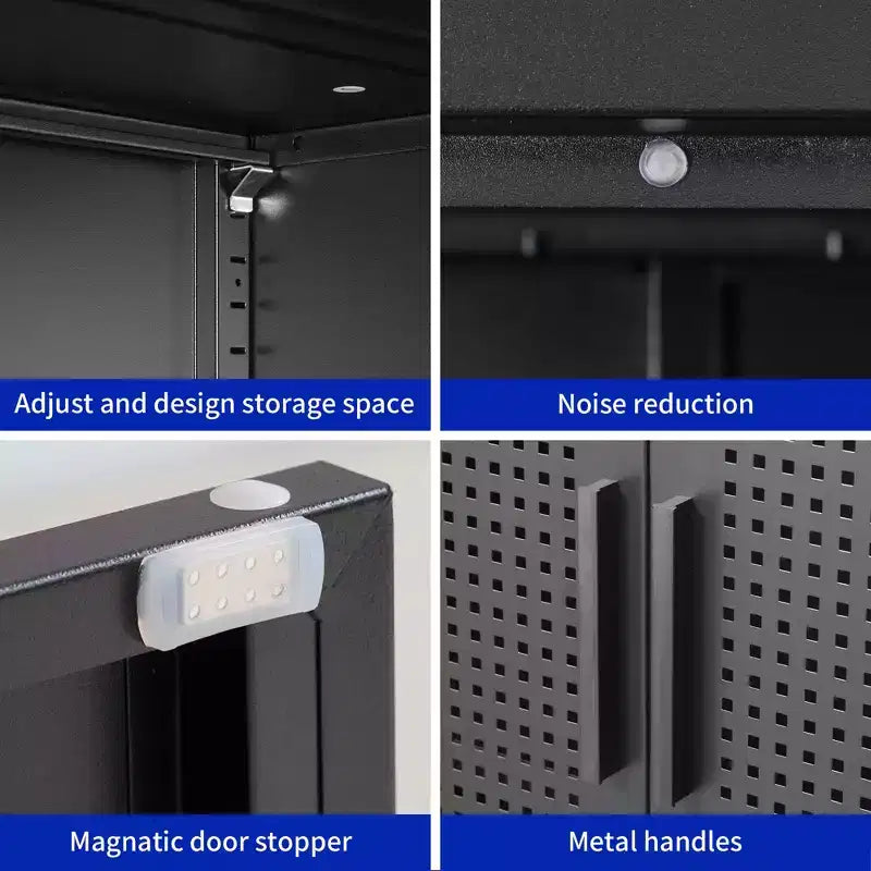 31.5 Metal Storage Cabinet - 2 Doors & 2 Adjustable Shelves, Steel File Cabinet (No Lock), Black