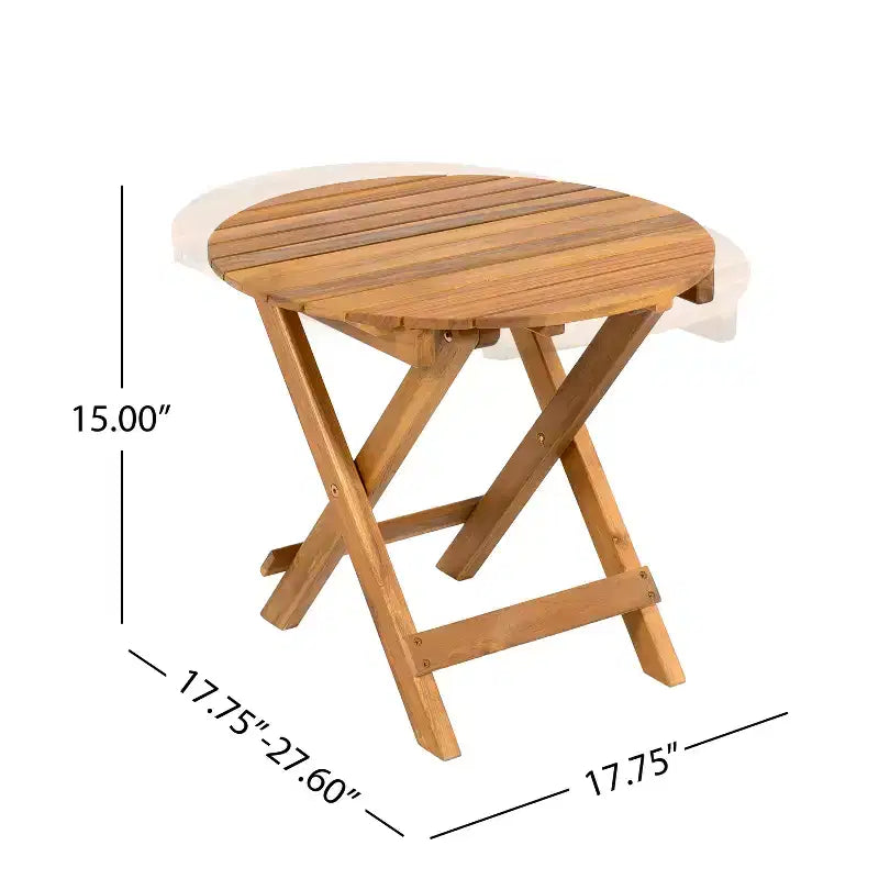 Modern Foldable Side Table Adjustable (17.75-27.6 inches) Side Table Rosewood Side Table (Teak Finish), Suitable for Sofa Tray, Nightstand