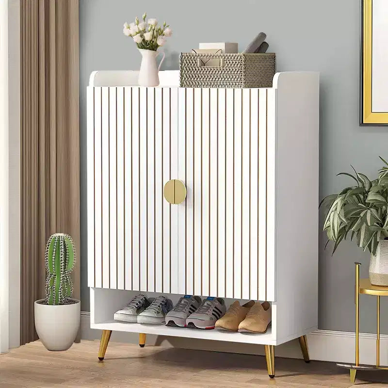 7-Tier Shoe Cabinet,Large Capacity Shoe Storage Organizer with Adjustable Shelves & Doors,Freestanding Entryway Cabinet for 20+ Pairs,White