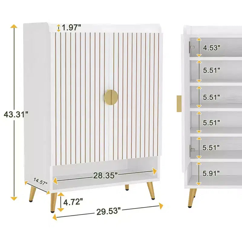 7-Tier Shoe Cabinet,Large Capacity Shoe Storage Organizer with Adjustable Shelves & Doors,Freestanding Entryway Cabinet for 20+ Pairs,White
