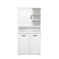  63 White Freestanding Laundry Cabinet-Particle Board+MDF, Tilt-Out Hamper, Adjustable Shelves & Multiple Storage