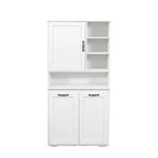  63 White Freestanding Laundry Cabinet-Particle Board+MDF, Tilt-Out Hamper, Adjustable Shelves & Multiple Storage
