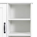 Mobile lavanderia bianco a colonna da 63 cm - truciolare+MDF, cesto portabiancheria inclinabile, ripiani regolabili e spazi di archiviazione multipli