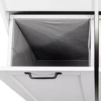 Mobile lavanderia bianco a colonna da 63 cm - truciolare+MDF, cesto portabiancheria inclinabile, ripiani regolabili e spazi di archiviazione multipli