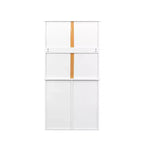 Mobile lavanderia bianco a colonna da 63 cm - truciolare+MDF, cesto portabiancheria inclinabile, ripiani regolabili e spazi di archiviazione multipli