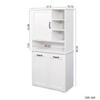 Mobile lavanderia bianco a colonna da 63 cm - truciolare+MDF, cesto portabiancheria inclinabile, ripiani regolabili e spazi di archiviazione multipli