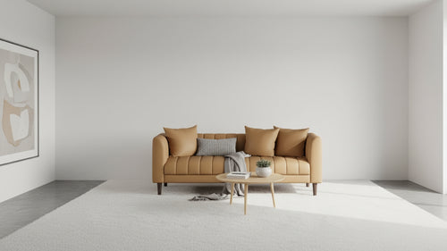 3-Seater Striped Sofa | Orange Other Materials | For Living Room, Apartment