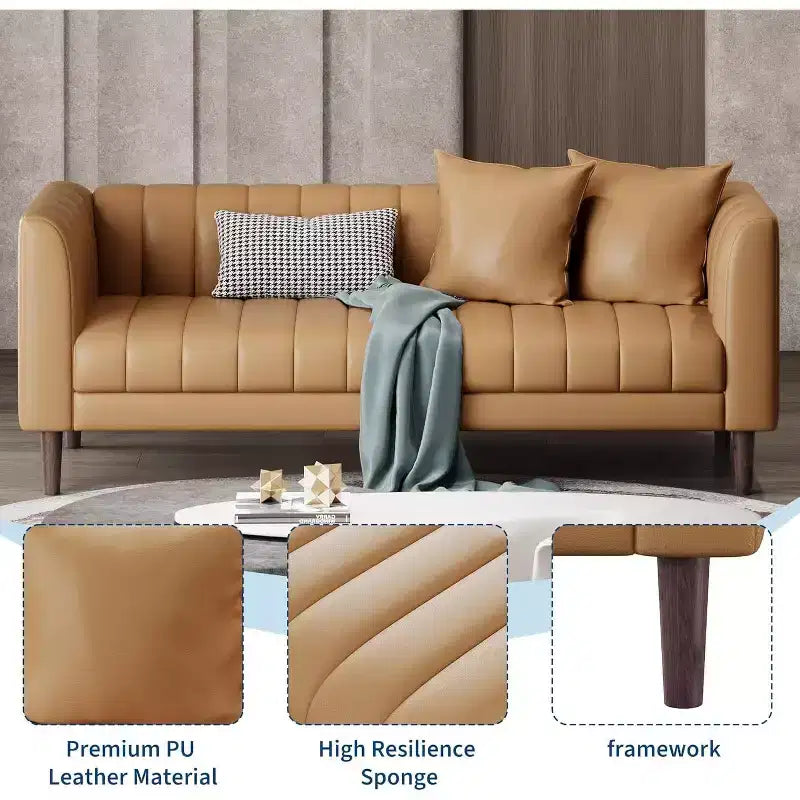 3-Seater Striped Sofa | Orange Other Materials | For Living Room, Apartment