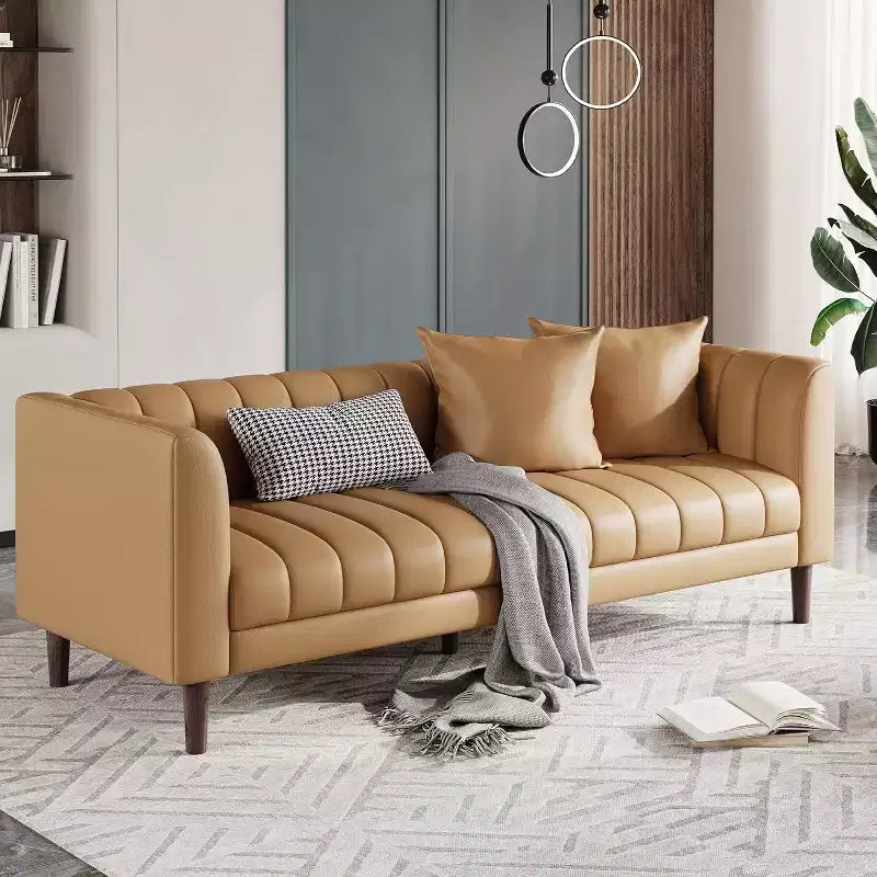 3-Seater Striped Sofa | Orange Other Materials | For Living Room, Apartment