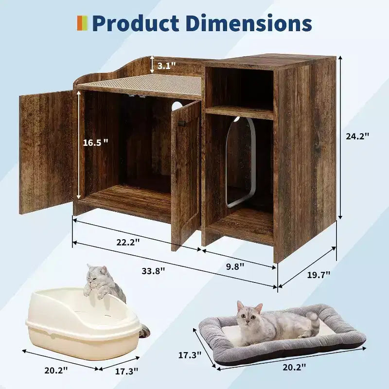 Hidden Litter Box Cabinet with Storage, Modern End Table Style, White Particleboard Cat Toilet House for Indoor Cats, Odor Control & Privacy Design