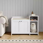 Mobile Lettiera Nascosta con Contenitore, Stile Moderno Tavolino Laterale, Casetta Toilette per Gatti in Truciolato Bianco per Gatti da Interno, Controllo degli Odori e Design per la Privacy