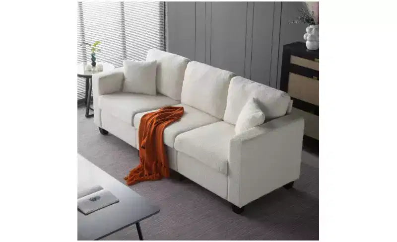 Modern Teddy Velvet 3-Seater Sofa with Thickened Back Cushions,Upholstered Futon Sofa Couch for Living Room,Apartment