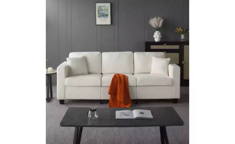 Modern Teddy Velvet 3-Seater Sofa with Thickened Back Cushions,Upholstered Futon Sofa Couch for Living Room,Apartment